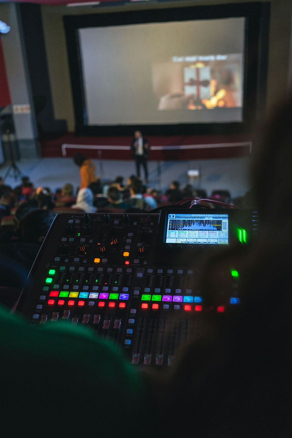 black DJ controller on stand