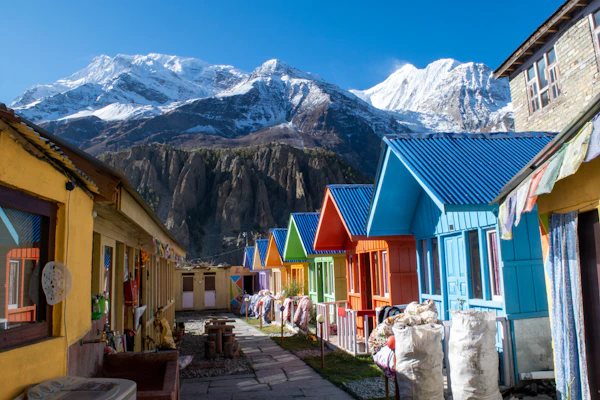 Manang village stone houses Nepal Annapurna Circuit