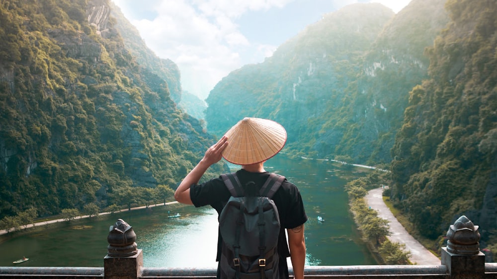 man with sun hat