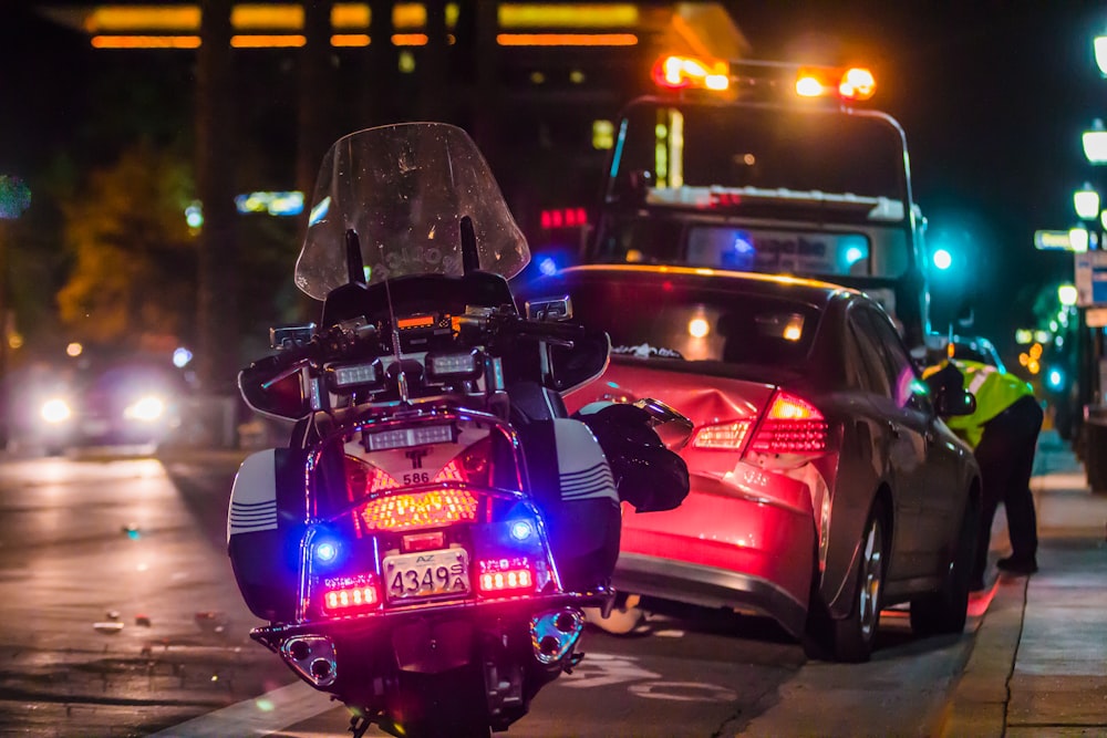 Police checking on a crashed car.