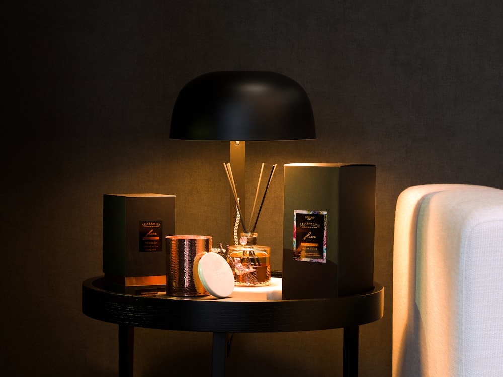 black table lamp