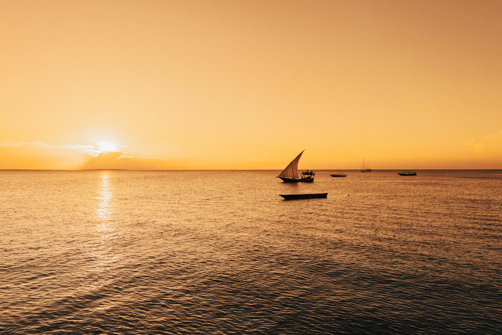 Dhow at sunset in Zanzibar