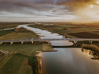 aerial photography of gray bridge