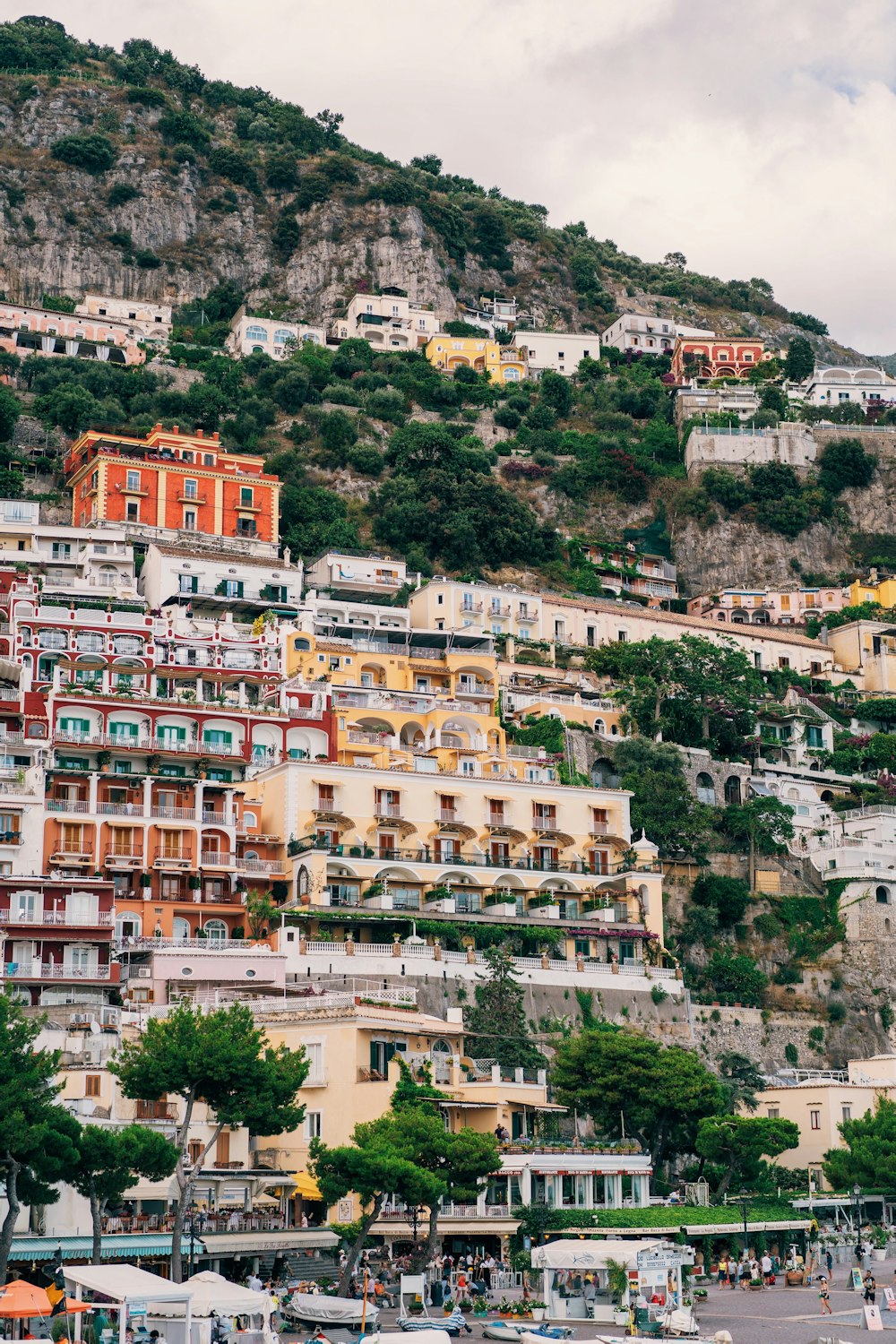a hillside with a bunch of buildings on top of it