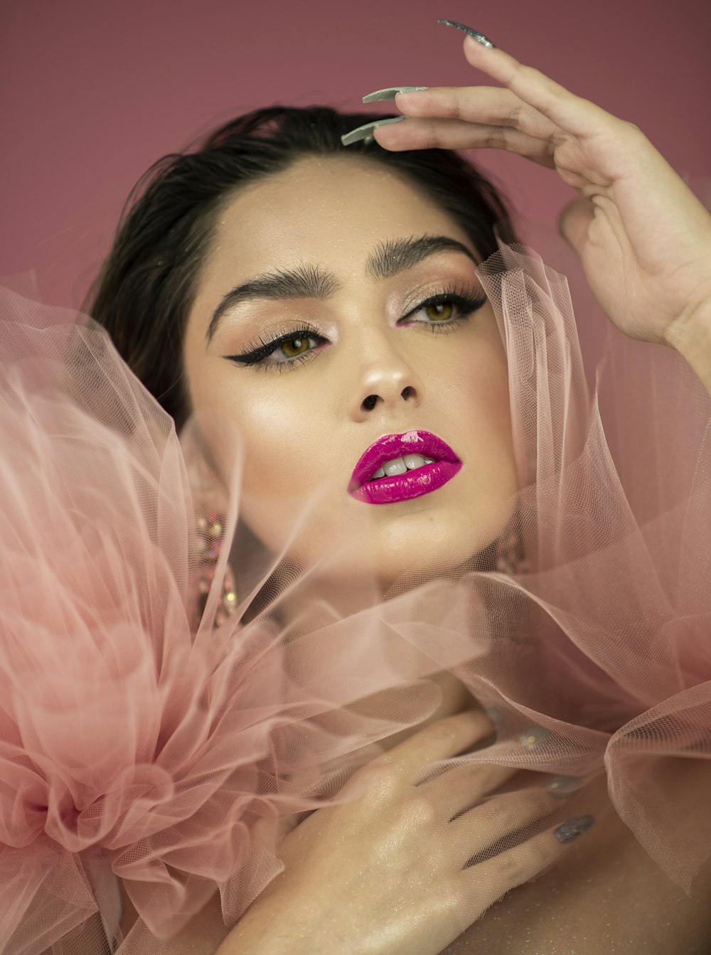 woman wearing pink dress photograph