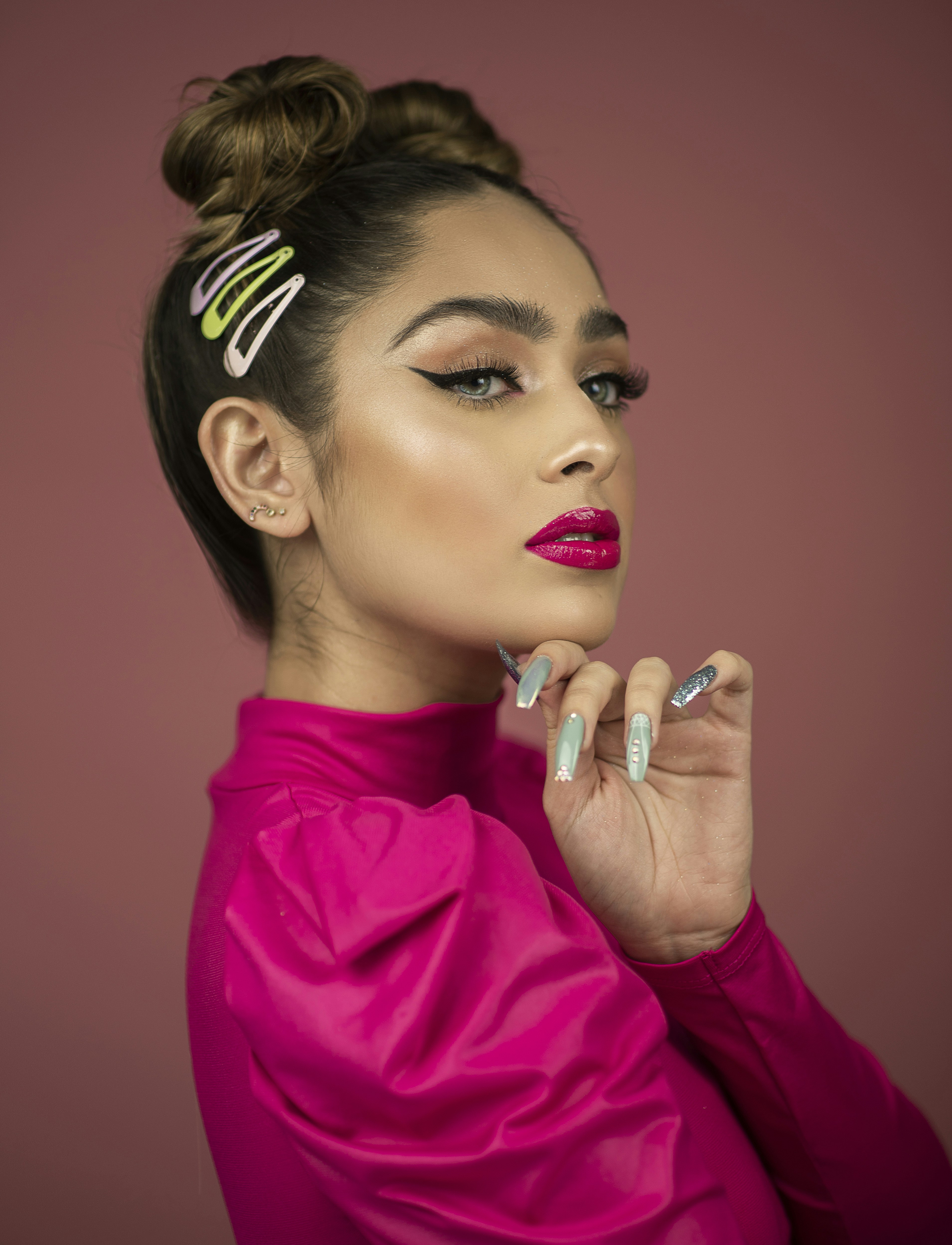 great photo recipe,how to photograph woman wearing pink top near pink wall