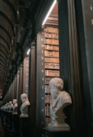 bust beside columns