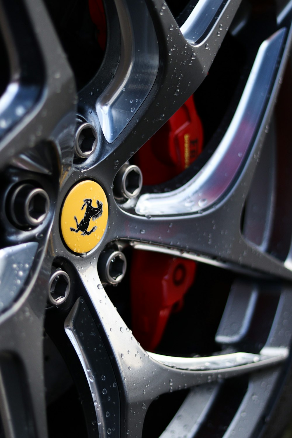 silver Ferrari car wheel