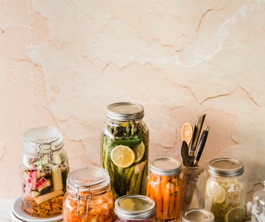 shallow focus photo of assorted jar lot