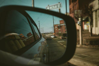 view of the car on a wing mirror