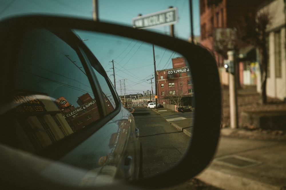 view of the car on a wing mirror