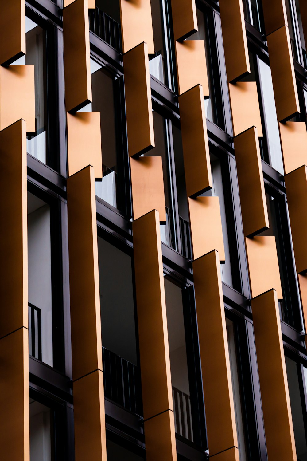 a close up of a building with many windows