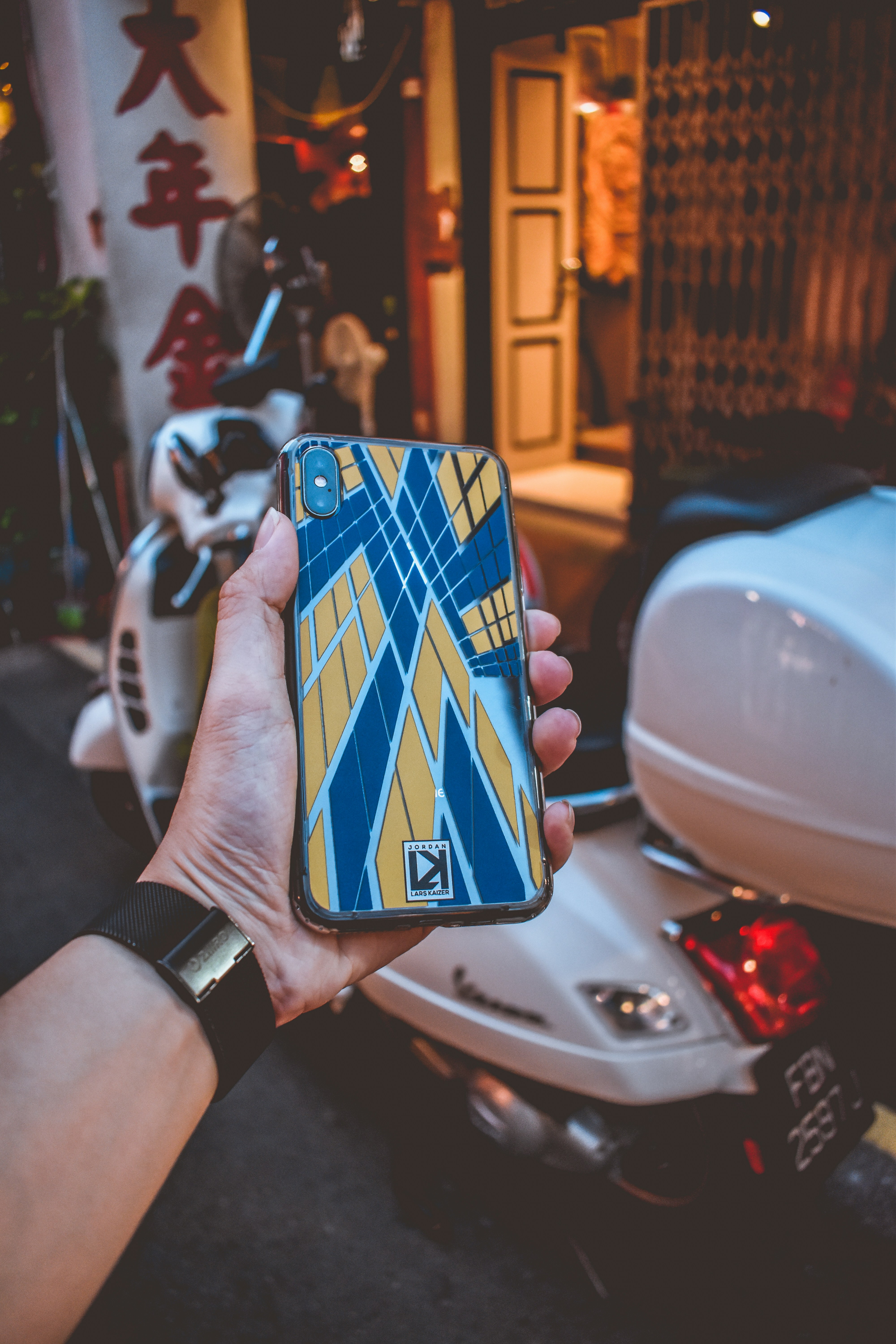 blue and yellow smartphone case