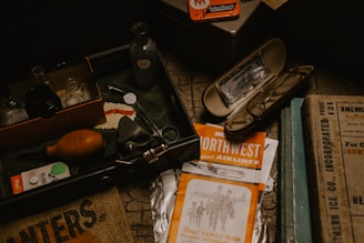 assorted tools on box