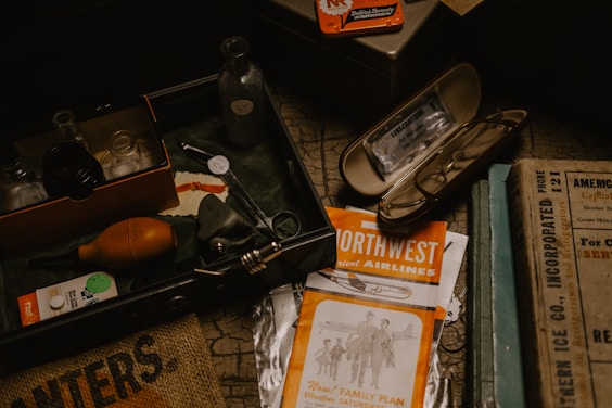 assorted tools on box