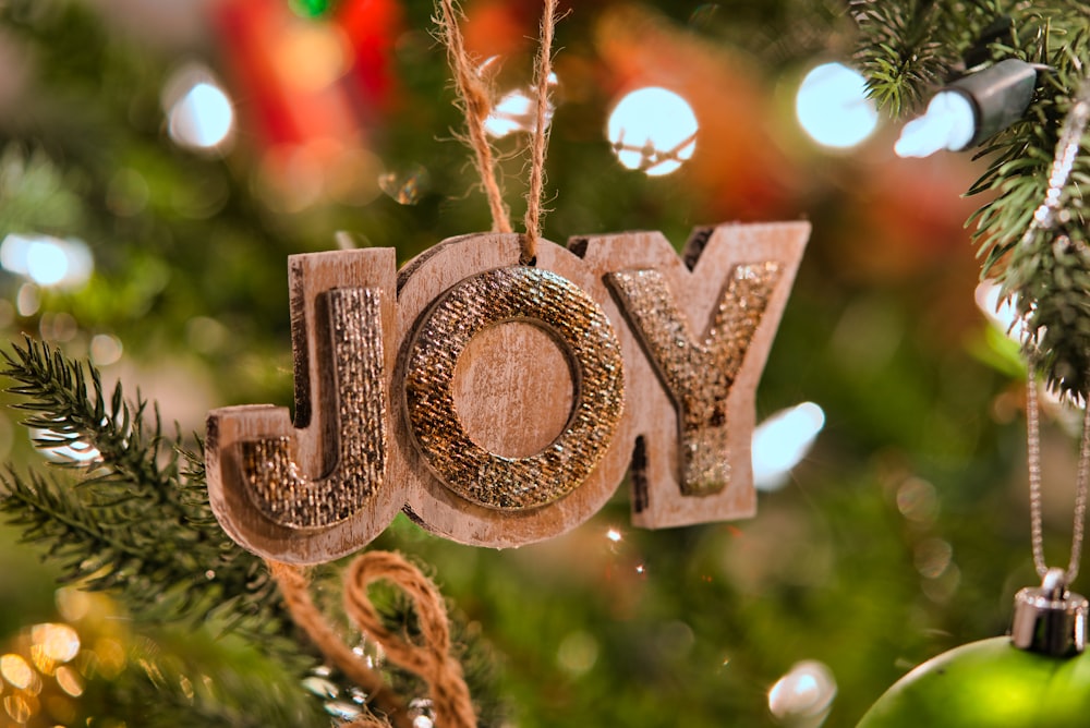 brown Joy Christmas tree decor