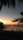 Small group enjoying a colorful sunset on a tropical beach with palm trees swaying gently.