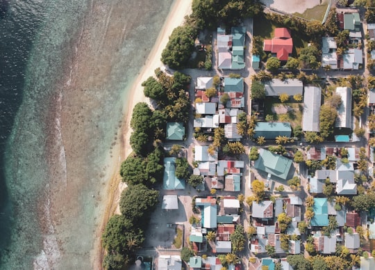 aerial photography of a village near the beach in Kendhoo Maldives