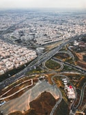 An aerial view of the city showcasing connectivity infrastructure.