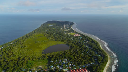 aerial photograph of island in Fuvahmulah Maldives