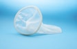 white condom in blue background