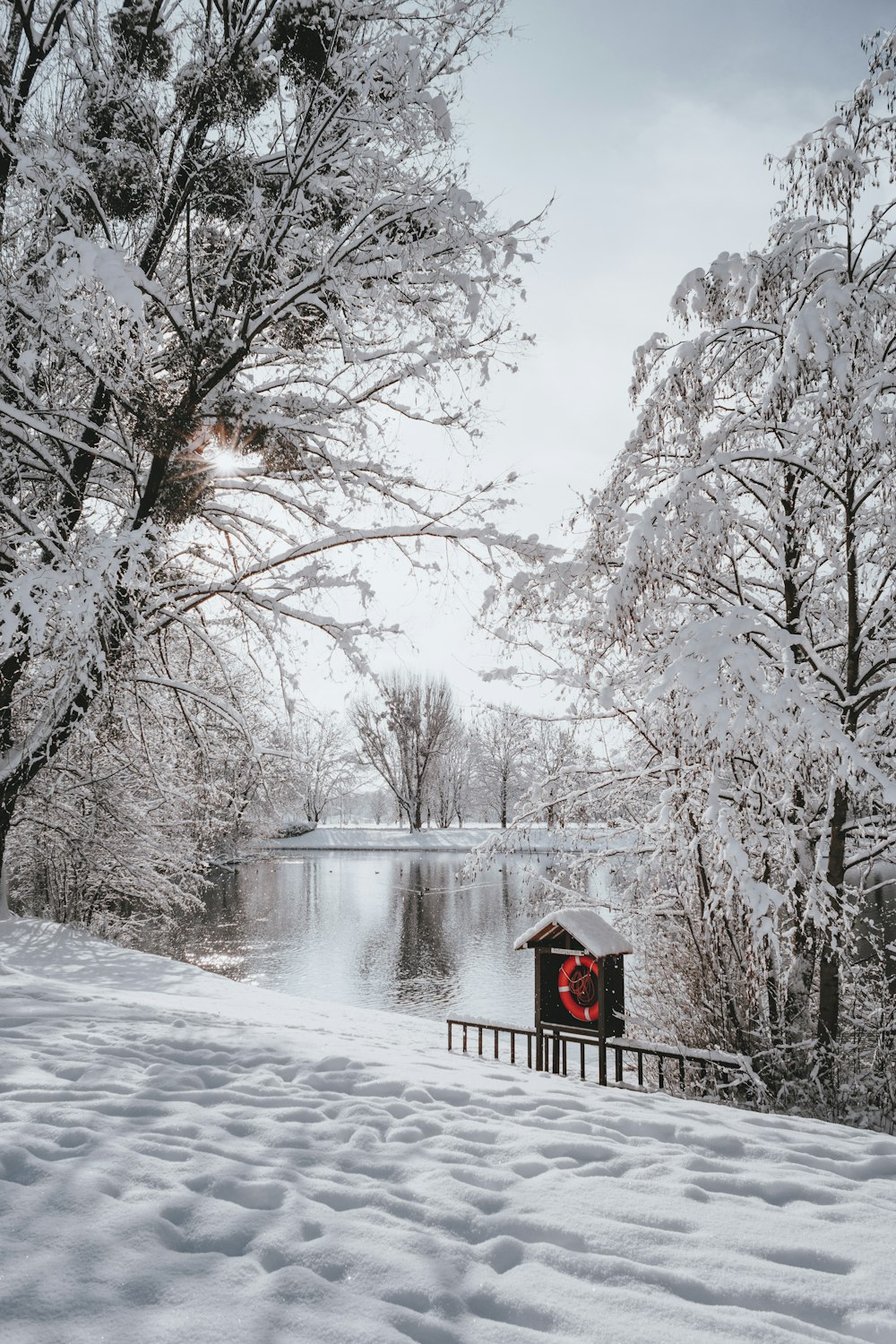 view of lake during winter