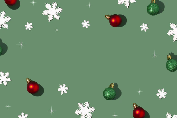 A festive Christmas-themed digital pattern featuring bright ornaments and snowflakes against charcoal