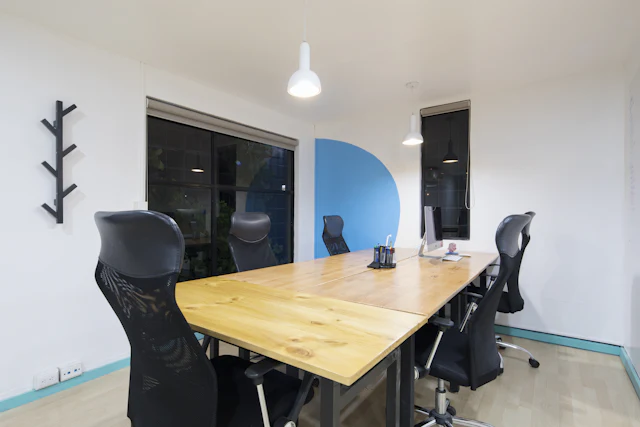 Timber Top Meeting Table — commercial office meeting room interior design