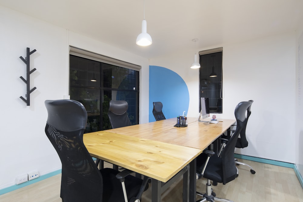 conference room with unoccupied chairs and table