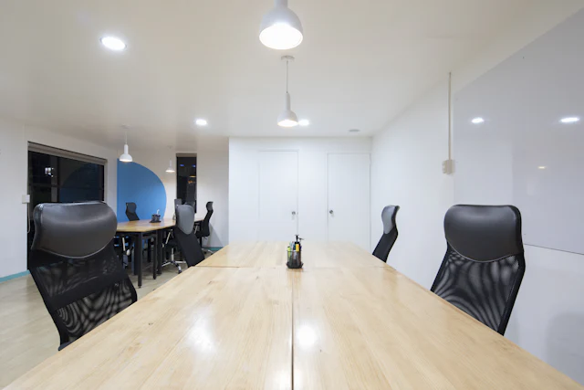 Long Timber Meeting Bench — commercial office meeting room interior design
