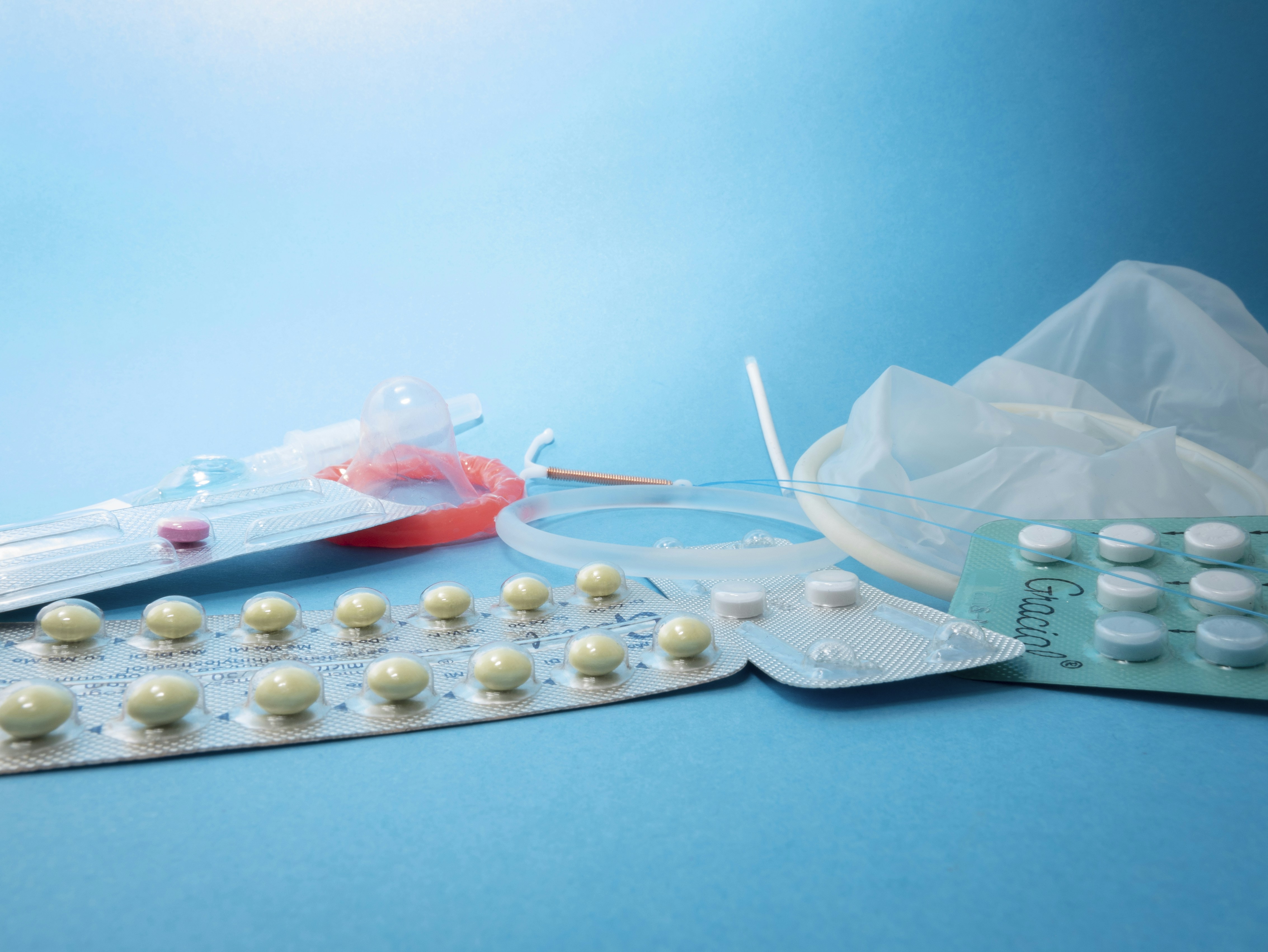 Selection of contraceptives: emergency pill, contraceptive pills, vaginal ring, iuds, female and male condoms, dmpa