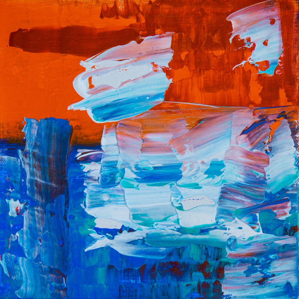 red and blue abstract painting