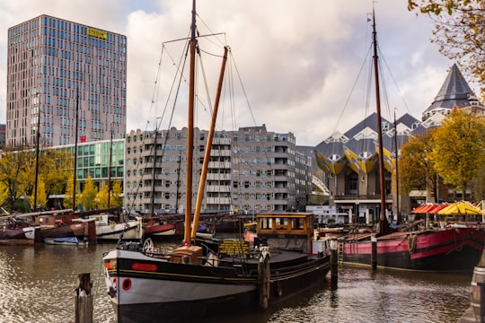 boats on dock during daytime in Cube Houses Netherlands
