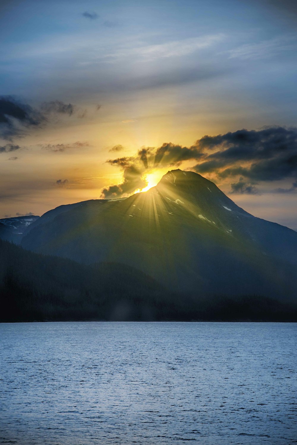 mountain island during golden hour