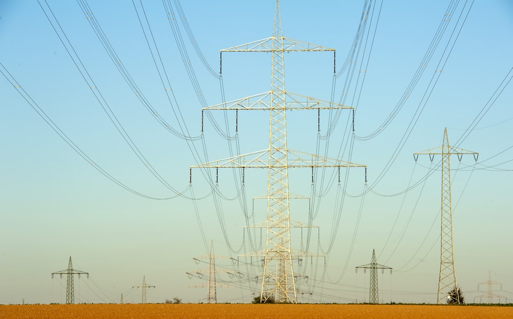 gray metal electricity tower