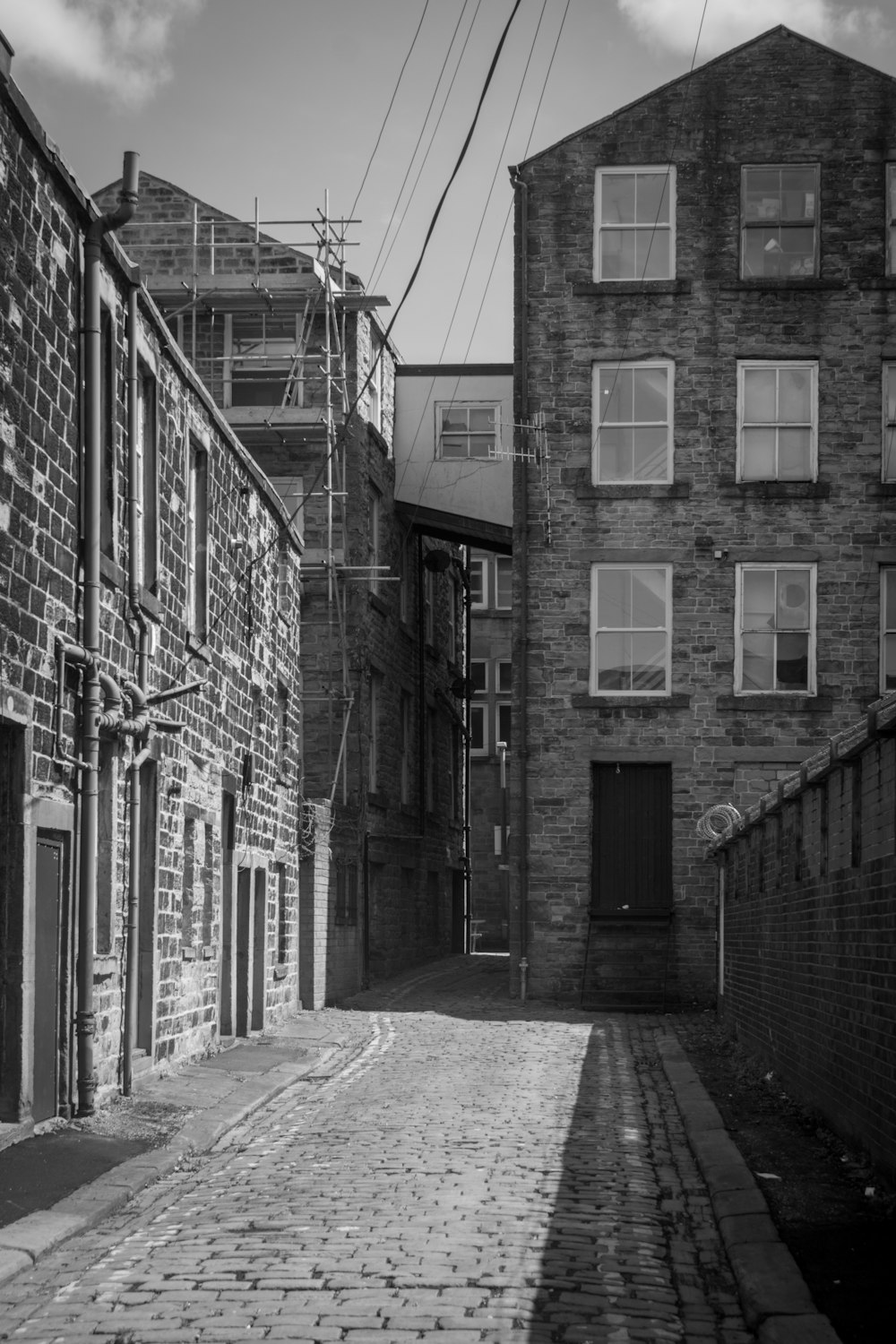 grayscale photo of houses