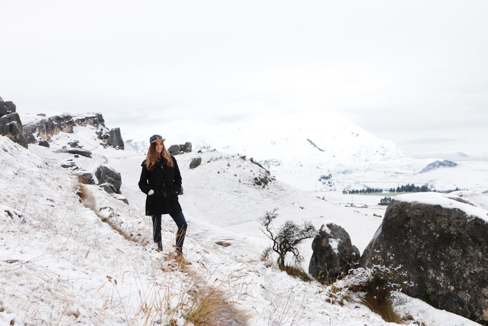 woman on snow hill