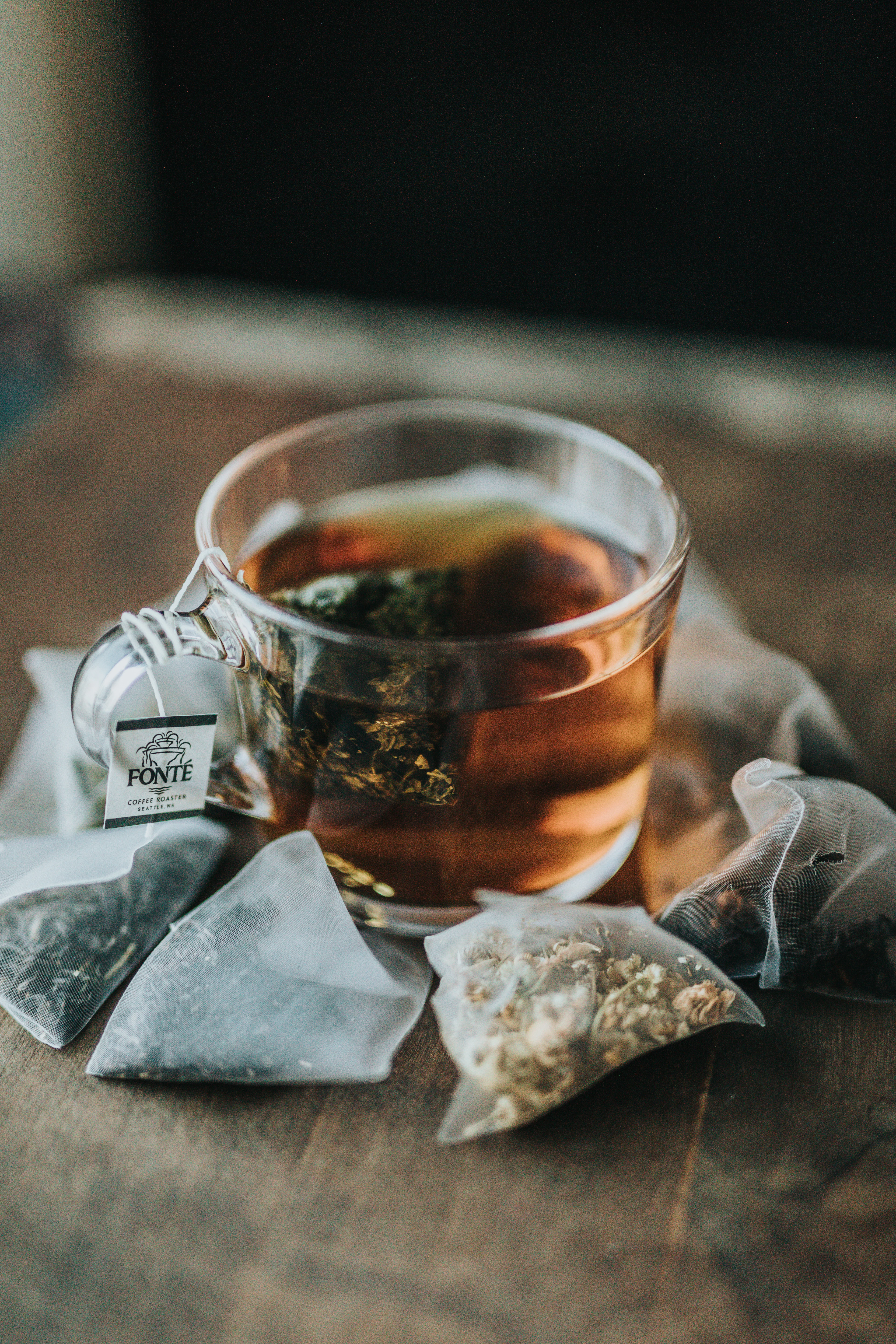 A clear glass of tea