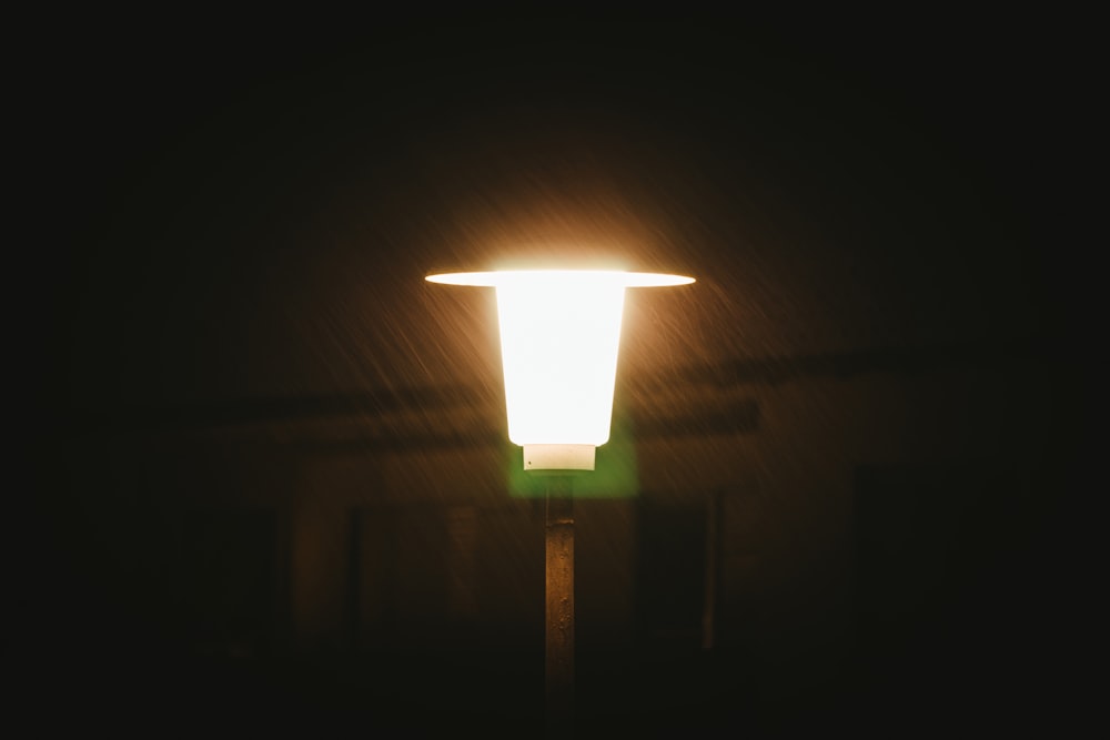 lighted white lamp post