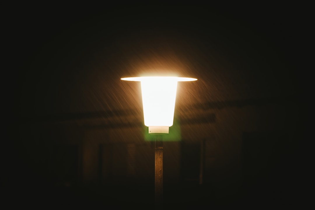 lighted white lamp post