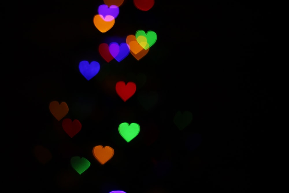 assorted-color heart bokeh lights