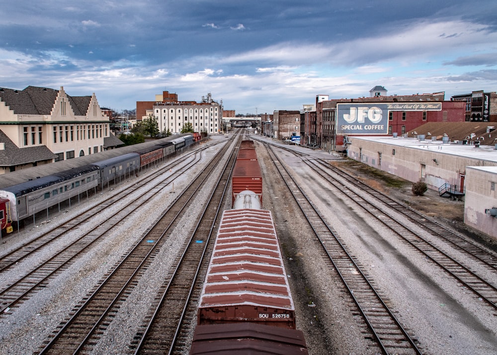 red and white striped train