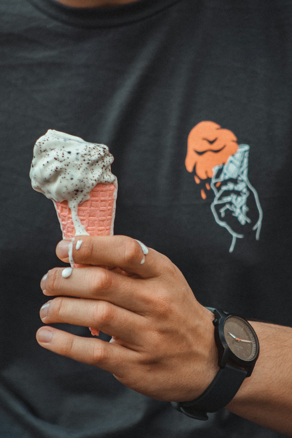 man holding ice cream