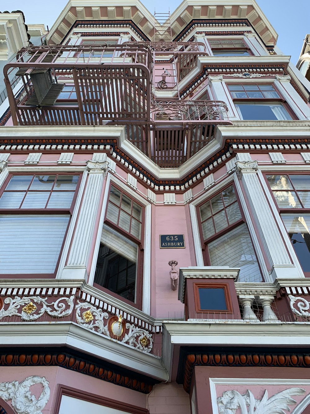 pink and white concrete building