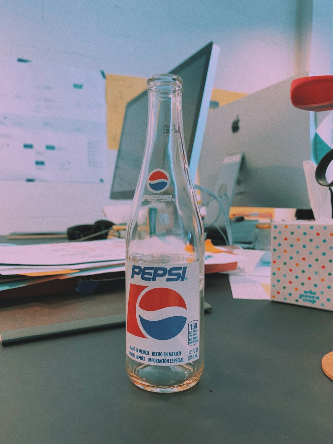 empty Pepsi soda bottle