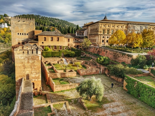 brown buildings under cloudy sky in Alhambra Palace Spain