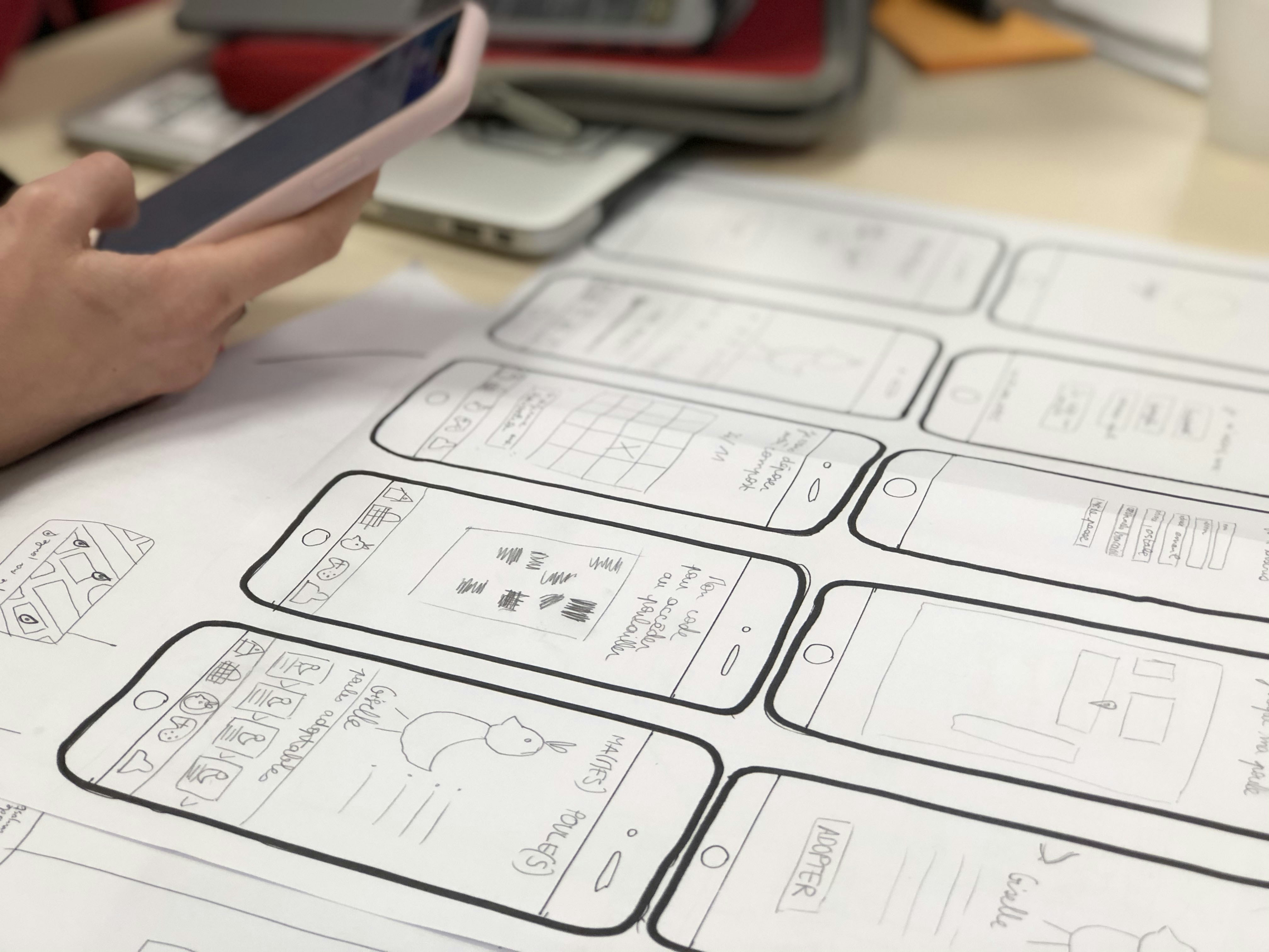 Wireframe example showcasing UX design elements