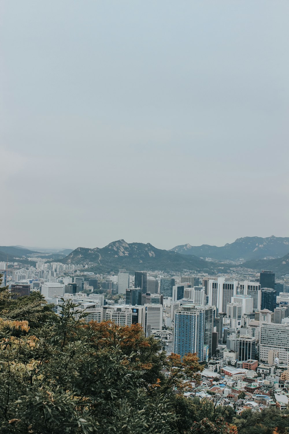 cityscape near mountain