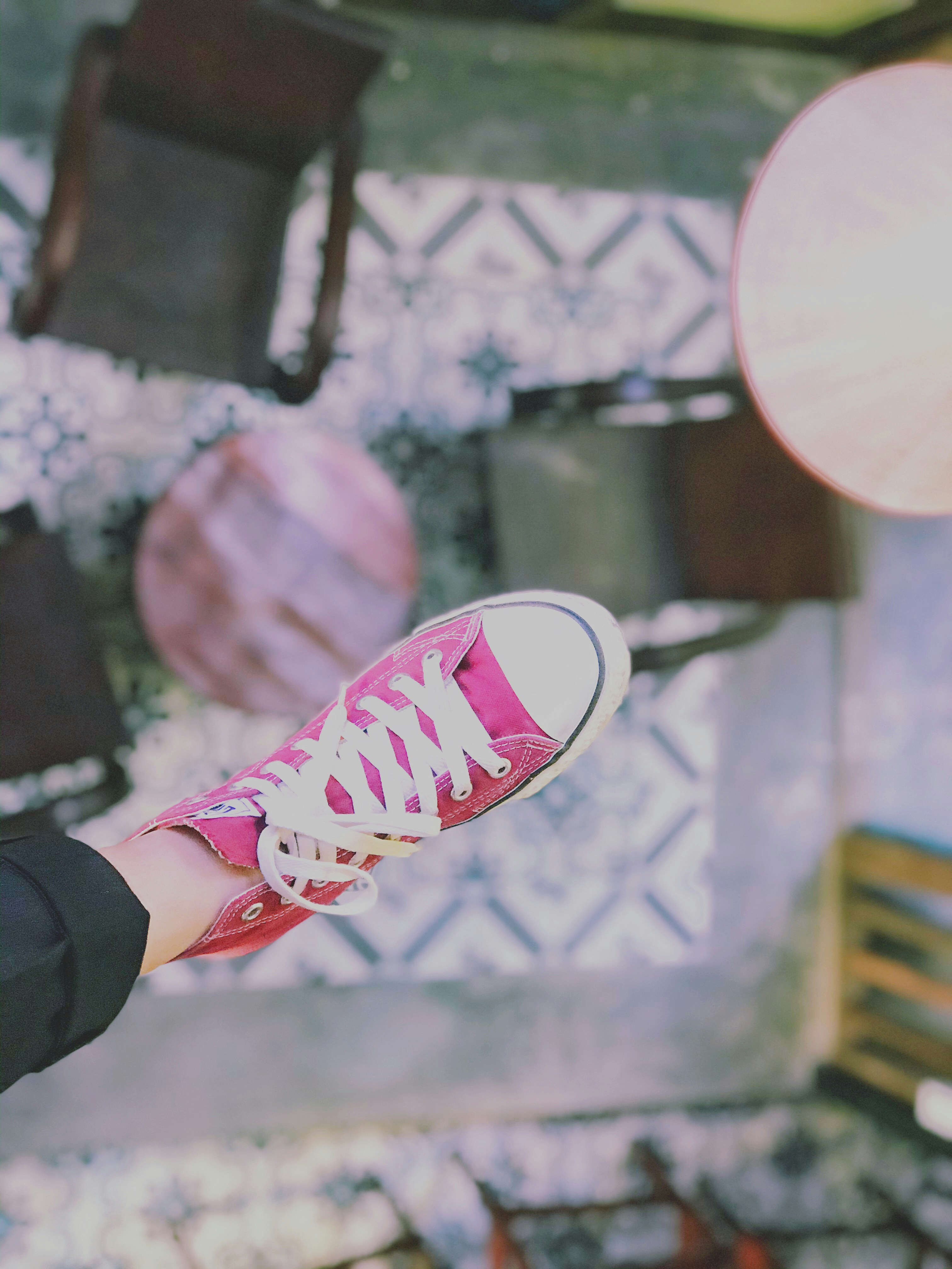 pink and white snealer