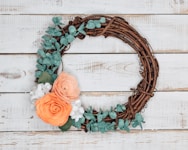 red and green floral wreath